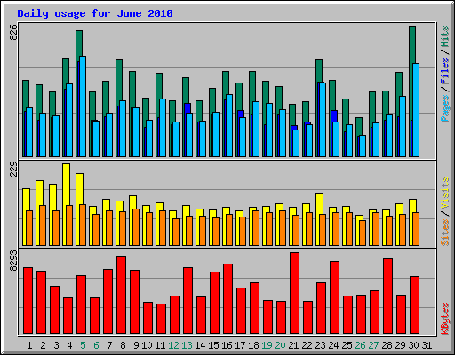 Daily usage for June 2010