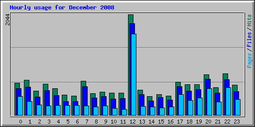 Hourly usage for December 2008