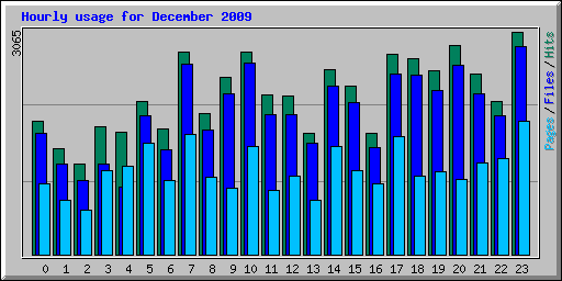 Hourly usage for December 2009