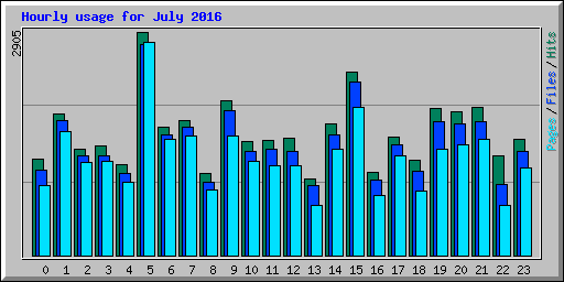 Hourly usage for July 2016